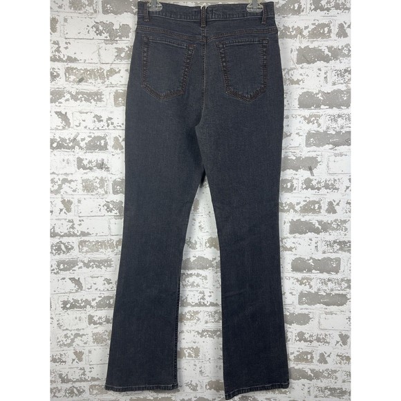 Giorgio Of Palm Beach Jeans Women’s 4 Gray Denim Thick Brown Stitching Bootcut - Picture 5 of 16